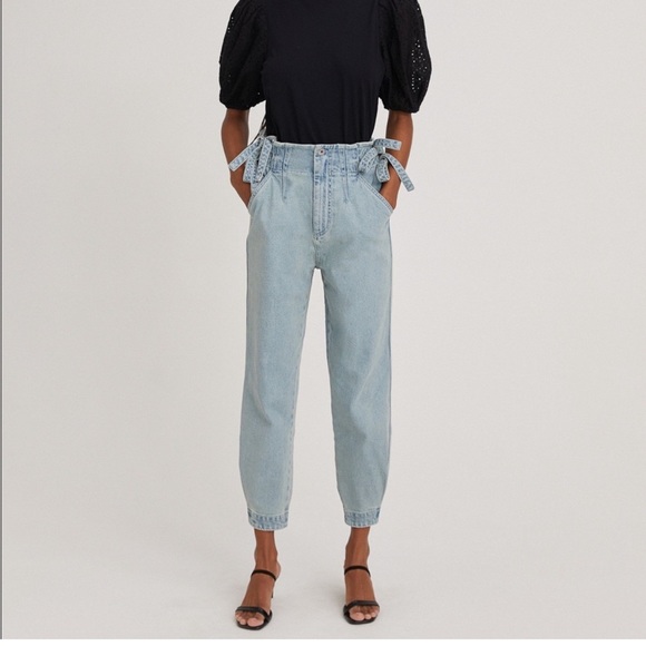 NWT- SOMETHING NAVY Sydney Side Tie Washed Indigo Jeans - Picture 3 of 15